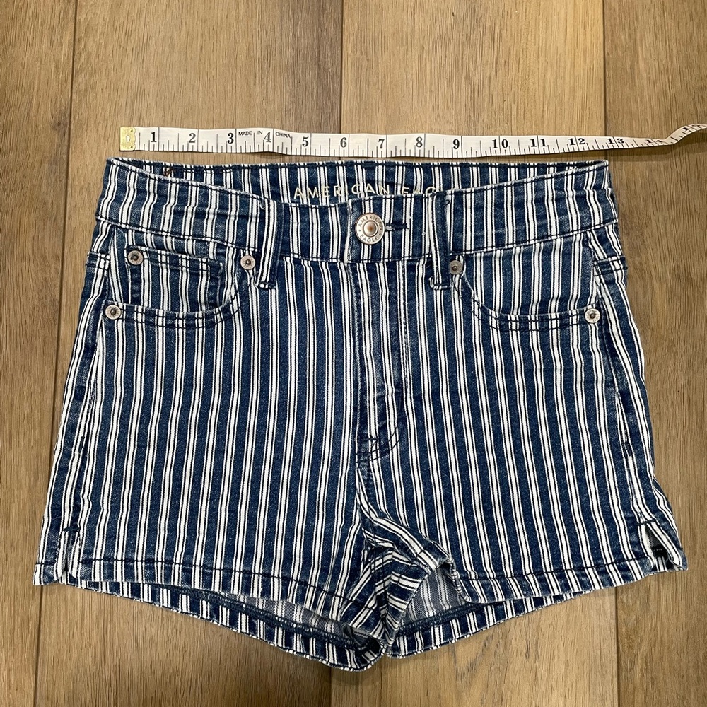 American Eagle Outfitters Blue Striped Juniors Shorts